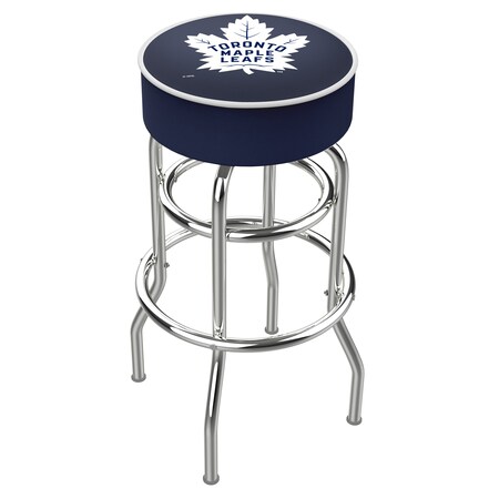 25 Toronto Maple Leafs Cushion Seat,2-Ring Chrome Swivel Bar Stool